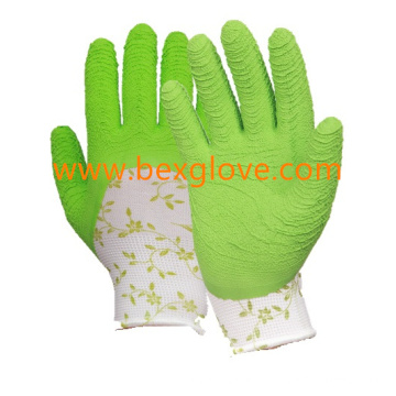 13 Gauge Polyester Liner, Flora Patterns, Latex Coating, Ripple Styled Crinkle Finish Handschuhe